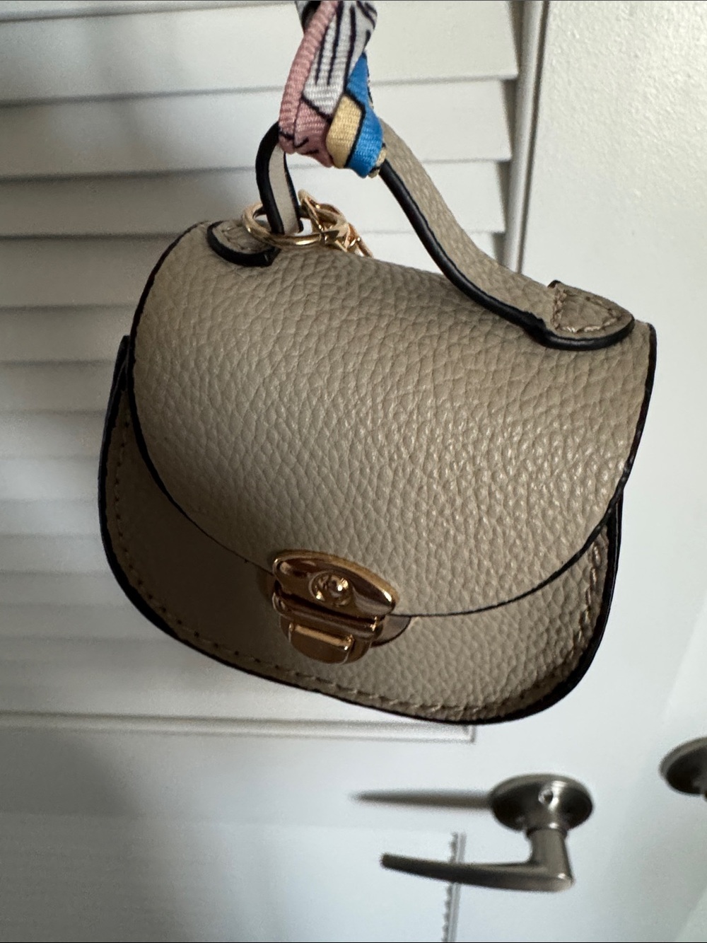 Classic Pebbled Flap Crossbody Bag in Taupe
